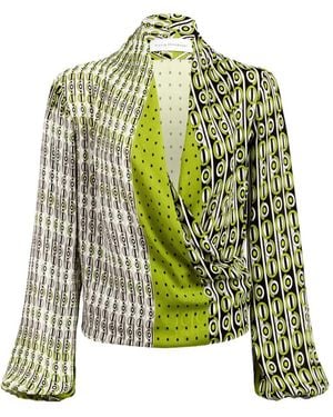 Silvia Tcherassi Tea Abstract-Print Wrap-Style Blouse - Green