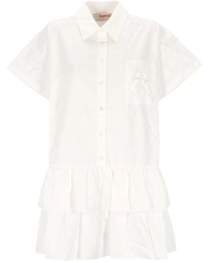 Fiorucci Ruffled Angels-Detail Shirt Dress - White