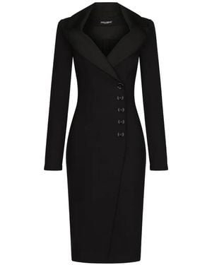 Dolce & Gabbana Tailored Long-Sleeve Dress - Black