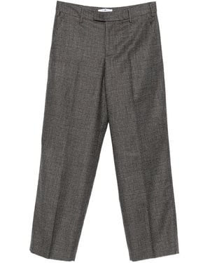 PT Torino Checked Straight-Leg Trousers - Grey