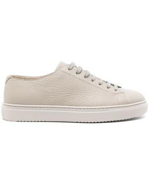 Doucal's Lace-Up Leather Trainers - White