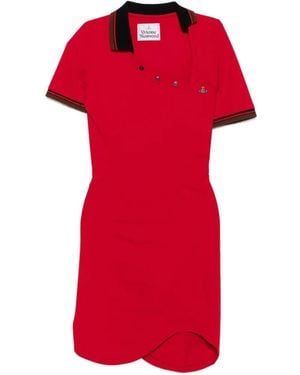 Vivienne Westwood Asymmetric-Neck Polo Mini Dress - Red