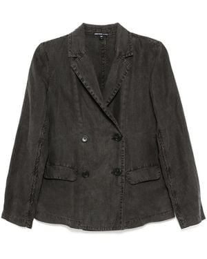 James Perse Double-Brested Linen Blazer - Black