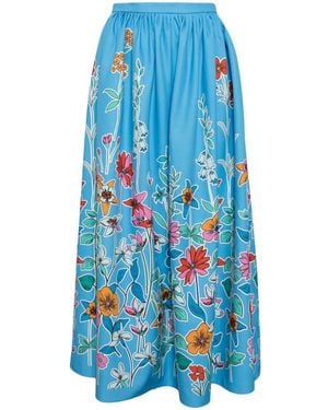 Bambah Hibiscus Midi Skirt - Blue