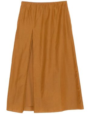 Loulou de Saison Carmen Split-Front Midi Skirt - Brown