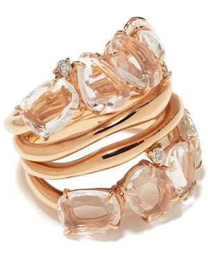 Brumani Anillo Confete E Serpentina En Oro De 18Kt Con Diamante Y Cuarzo - Blanco