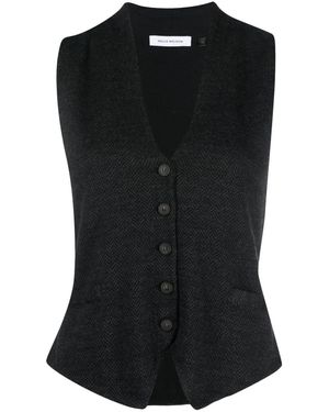 NELLS NELSON Button-Up V-Neck Waistcoat - Black