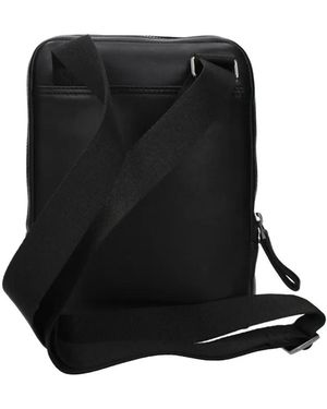 Piquadro Logo-Debossed Leather Messenger Bag - Black