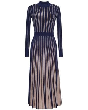 Cara Cara Mariella Gestreiftes Midikleid Aus Wolle - Blau