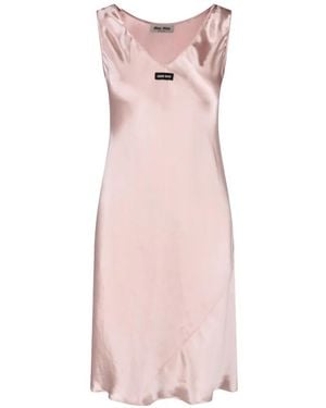 Miu Miu Satin Midi-Dress - Pink
