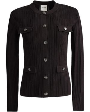St. John Ribbed Button-Fastening Jacket - Black