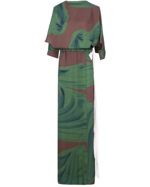 V:PM ATELIER Magnolia Printed Maxi Dress - Green