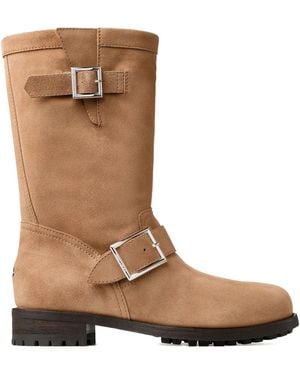Jimmy Choo バックル バイカーブーツ - ブラウン