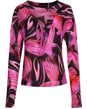 Louisa Ballou Floral-Print Long-Sleeve Blouse - Pink
