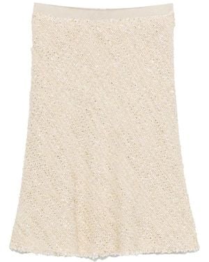 Luisa Cerano Frayed-Hem Mini Skirt - Natural