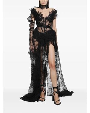 DREAMING ELI The Queen Mother Lace-Overlay Dress - Black
