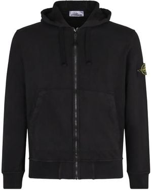 Stone Island Logo-Patch Zip-Up Hoodie - Black