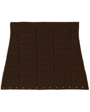 A PAPER KID Knitted Studded Mini Skirt - Brown