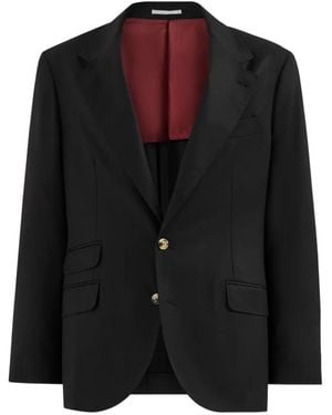 Brunello Cucinelli Virgin-Wool Flannel Deconstructed Cavallo Blazer - Black