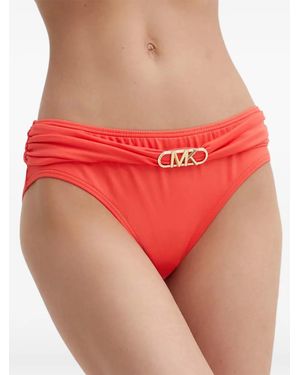 MICHAEL Michael Kors Bas De Bikini Froncé À Plaque Logo - Red