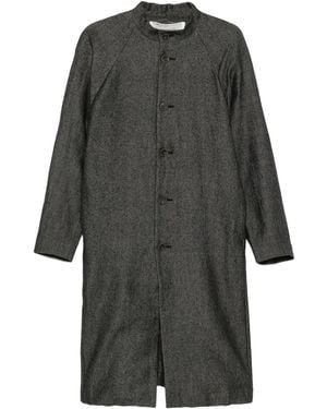 Individual Sentiments Single-Breasted Collarless Coat - Grey