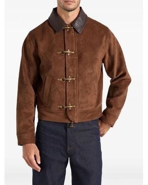 Manière De Voir Nino Clasp-Detail Contrast-Stitch Jacket - Brown