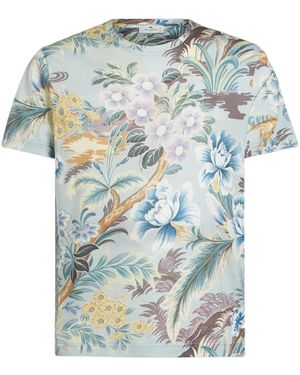 Etro T-Shirt A Fiori - Blu