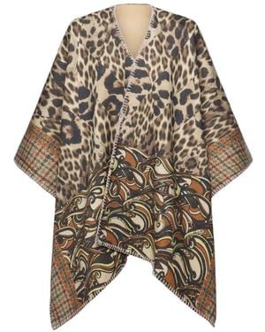Pierre Louis Mascia Pancake Leopard-Print Poncho Cape - Brown