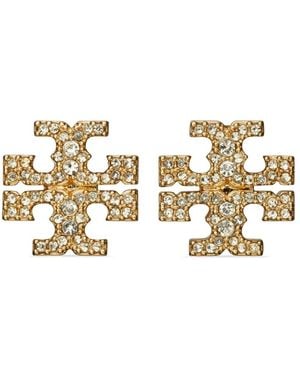 Tory Burch Icon Pavé Stud Earrings - Metallic