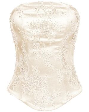 ALEXIA & ANTONIA Embellished Lace Top - White