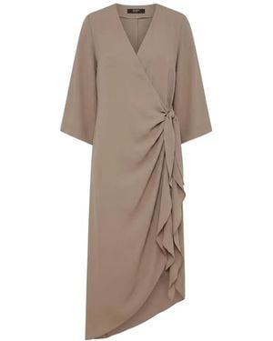 Seventy Ruffled Wrap-Style Midi Dress - Natural