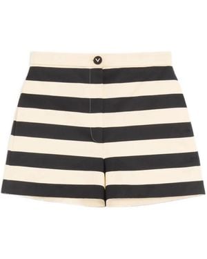 Valentino Garavani Short En Satin De Coton À Rayures Maxi Barré - Black