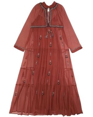 Fortela Arsia Embroidered Silk Chiffon Maxi Dress