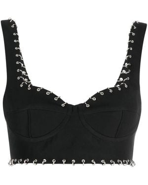 Patrizia Pepe Piercing-Detail Cropped Top - Black