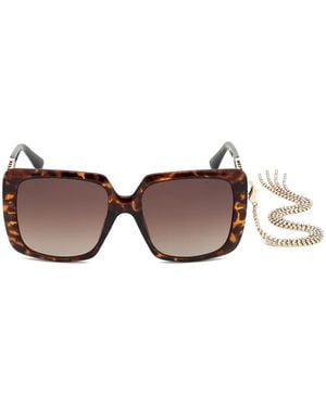 Guess Tortoiseshell-Effect Square-Frame Sunglasses - Brown