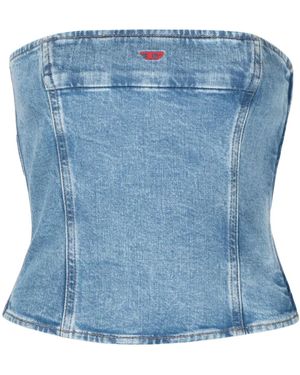 DIESEL De-ville ベアトップ デニムクロップドトップ - ブルー