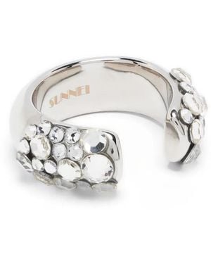 Sunnei Rhinestone-Embellished Open-Design Ring - White