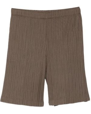 GONGDID DESIGN Plissé-Effect Bermuda Shorts - Grey