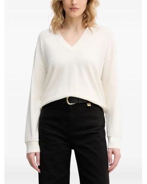 Benetton V-Neck Drop-Shoulder Jumper - White