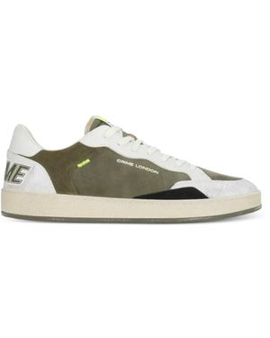 Crime London Logo-Detail Leather Trainers - Green
