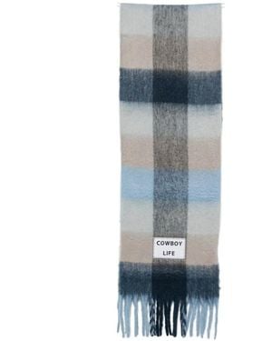 Verb to Do Checked Fringed Scarf - Grey