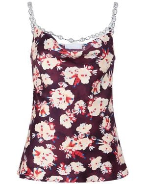 Rabanne Floral-Patterned Chain-Detail Top - Red