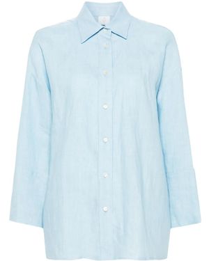 Eleventy Linen Drop-Shoulder Shirt - Blue