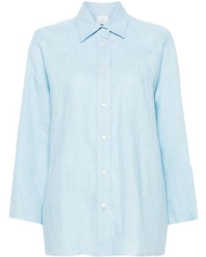 Eleventy Linen Drop-Shoulder Shirt - Blue