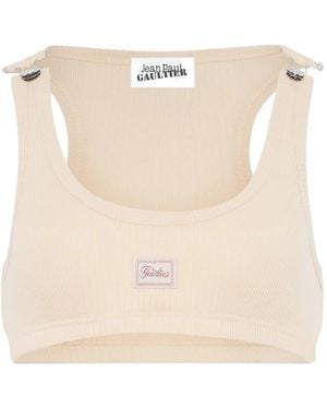 Jean Paul Gaultier Ribbed Buckled Top - Natural