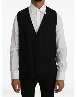 Dolce & Gabbana V-Neck Button-Up Waiscoat - Black