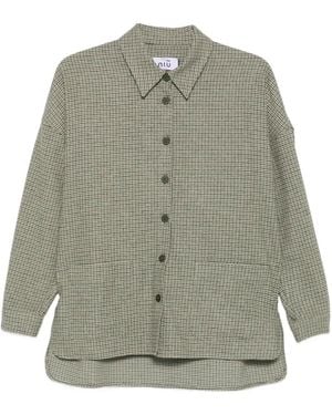 Niu Check-Pattern Button-Up Shirt - Gray