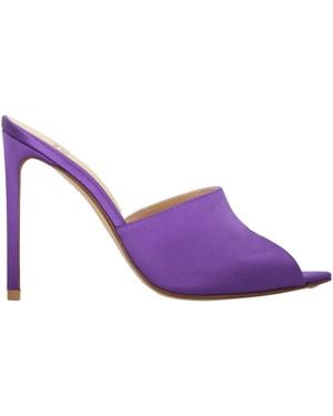 Francesco Russo Leather Heeled Mules - Purple
