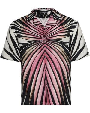 Roberto Cavalli Zebra-Print Short-Sleeve Shirt - Pink