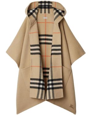 Burberry チェック リバーシブルケープ - ナチュラル